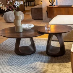 Mike Salontafel set van 2 large & small Walnoot