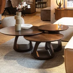 Mike Salontafel set van 3 Walnoot