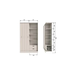 Mila Schuifdeurkast Dennenhout Dust 120cm