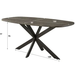 Miles Eettafel deens ovaal Brons 180cm