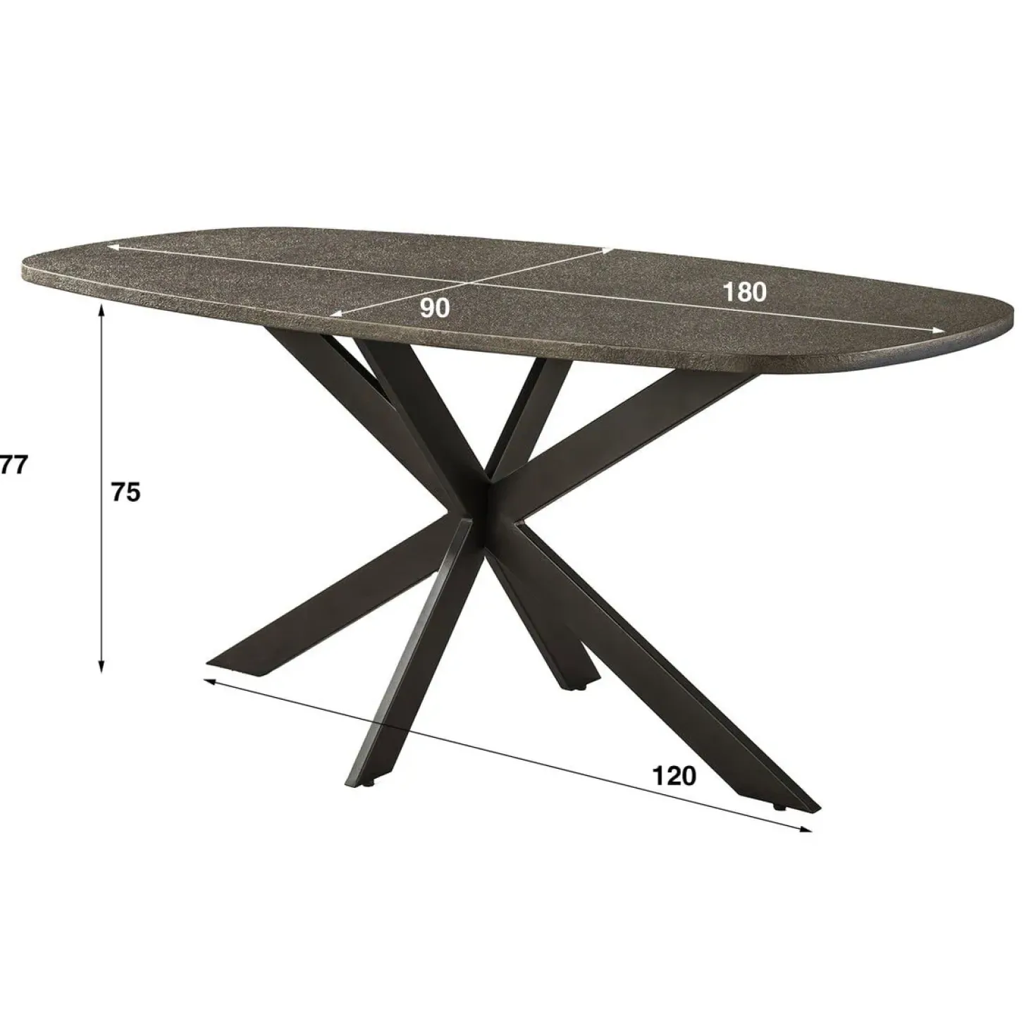 Miles Eettafel deens ovaal Brons 180cm
