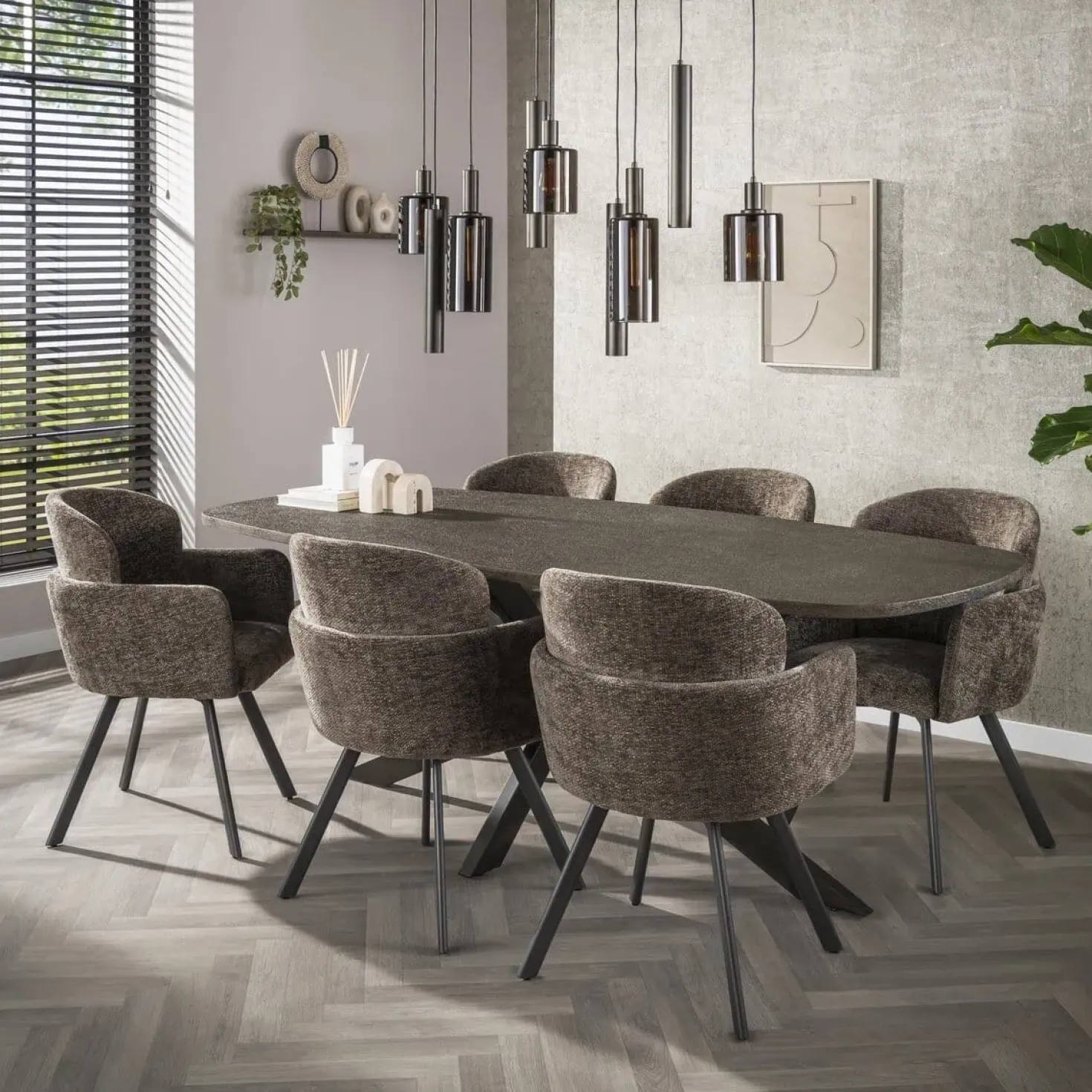 Miles Eettafel deens ovaal Brons 215cm