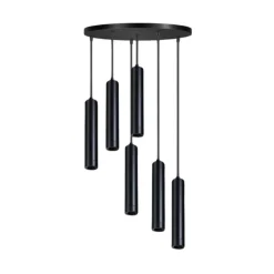 Miller 6-lichts getrapte hanglamp zwart