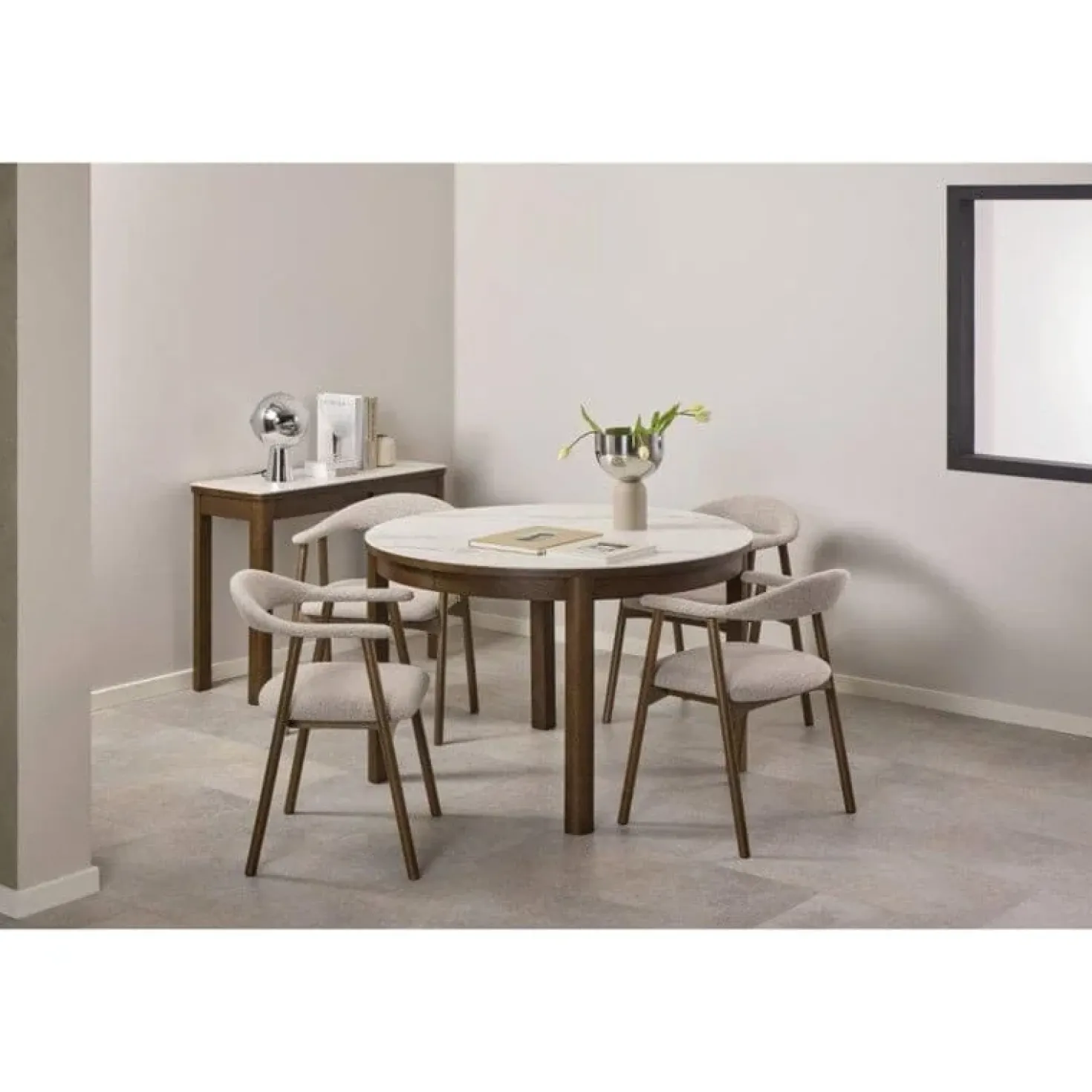 Mirano Uitschuifbare Eettafel Rond Keramiek 120cm