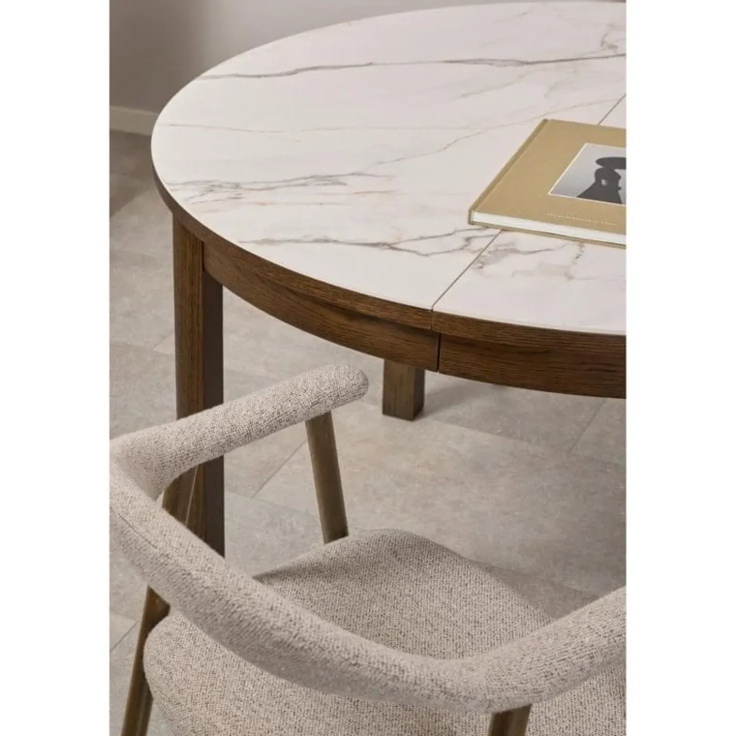 Mirano Uitschuifbare Eettafel Rond Keramiek 120cm