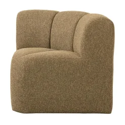 Mojo Eetkamerbank Hoek Met Rugleuning Bouclé Geel/Bruin Melange