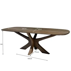 Montreaux Eettafel Bruin Deens ovaal 220cm
