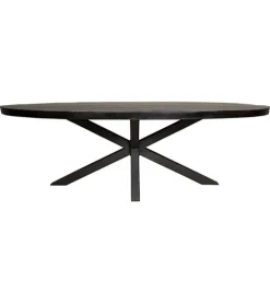 Morada eettafel industrieel ovaal mangohout zwart 180cm