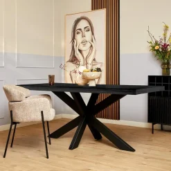 Morada eettafel industrieel rechthoek mangohout zwart