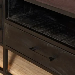 Morada tv meubel industrieel mangohout zwart 145cm