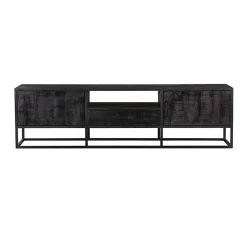Morada tv meubel industrieel mangohout zwart 145cm