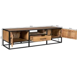 Morada tv meubel industrieel Warm mangohout 180cm