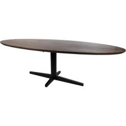 Morgan Eettafel ovaal Walnoot - Zwart onderstel 160cm