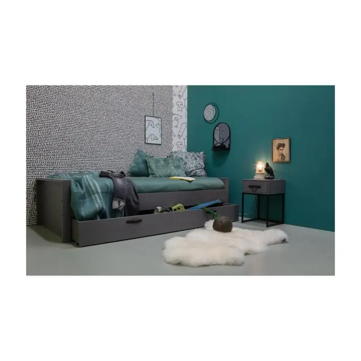 Morris Nachtkast Dennenhout Leem 35cm