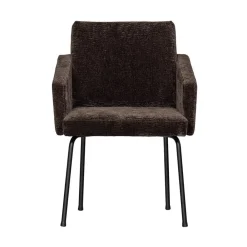 Mount Eetkamerstoel Met Armleuning Chenille Donkerbruin