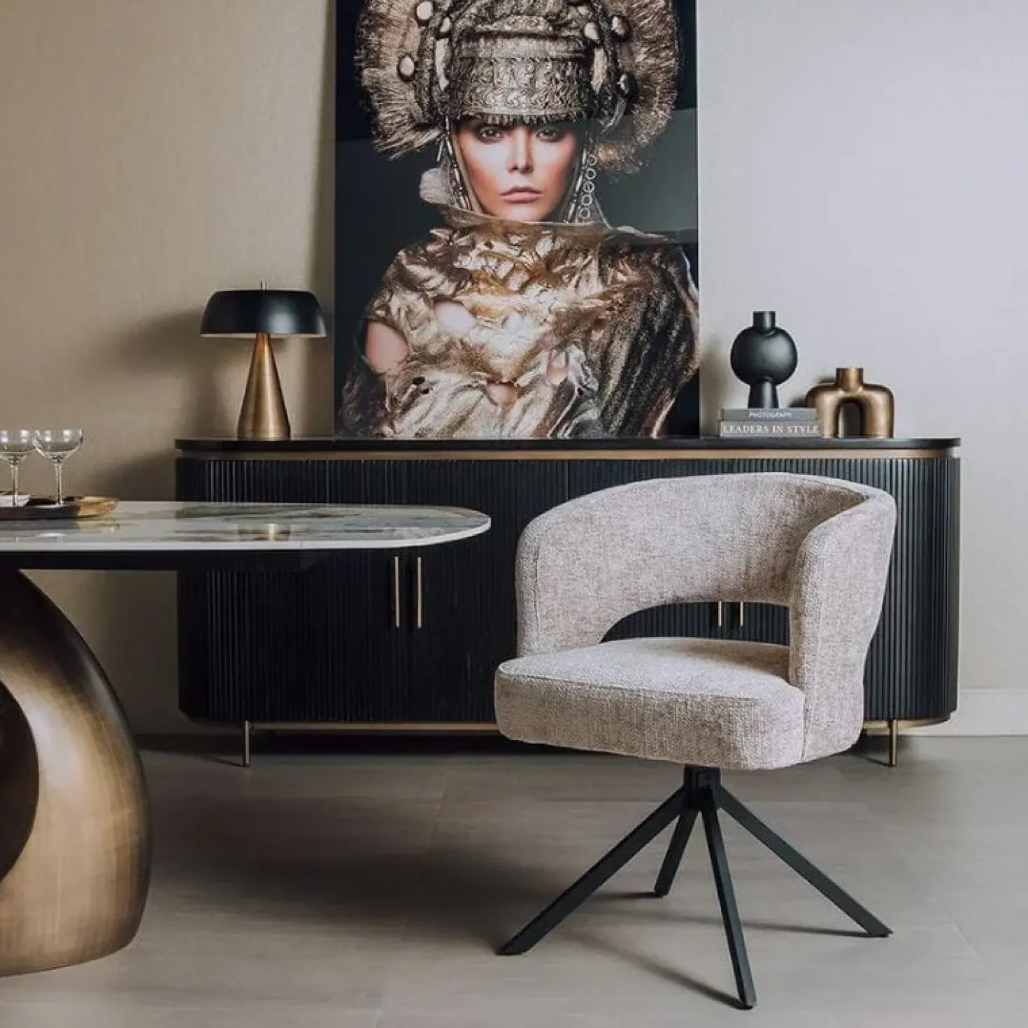 Mura Eetkamerstoel stof Beige