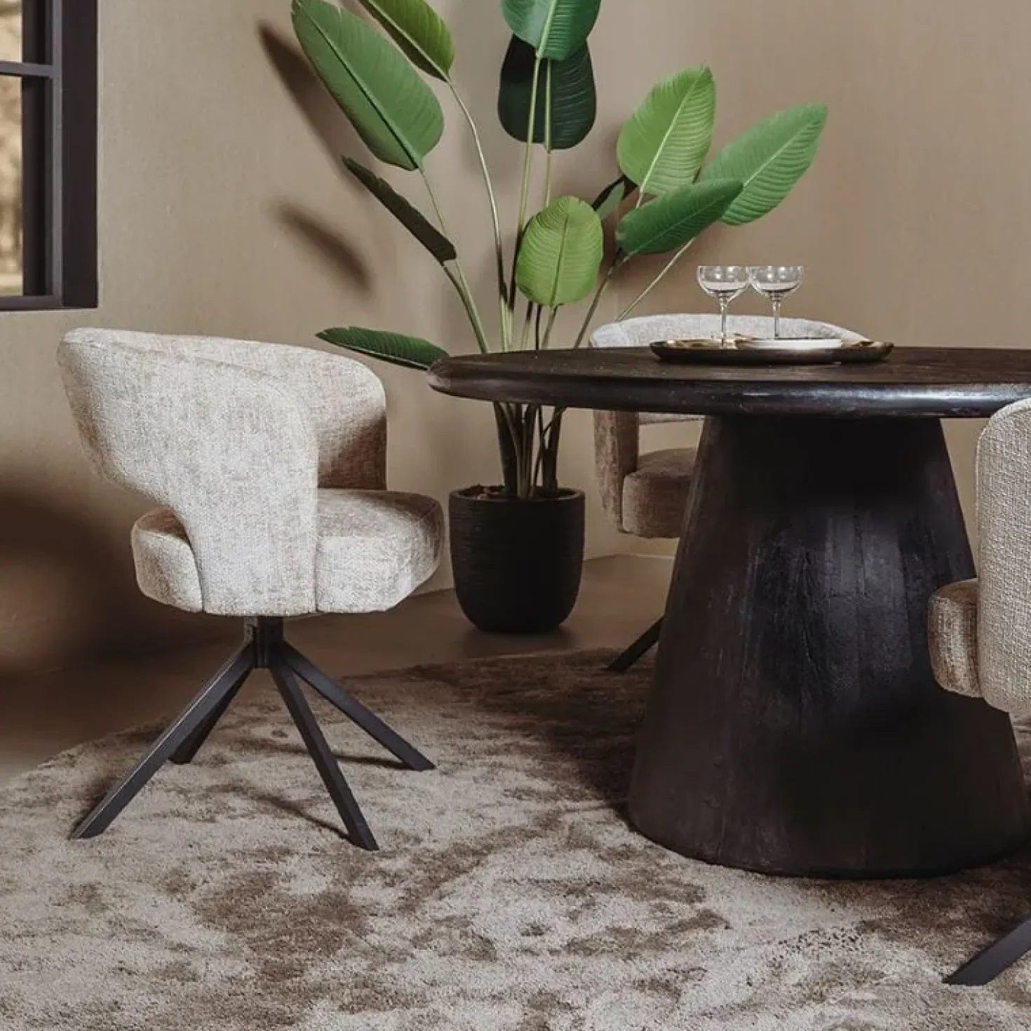 Mura Eetkamerstoel stof Beige