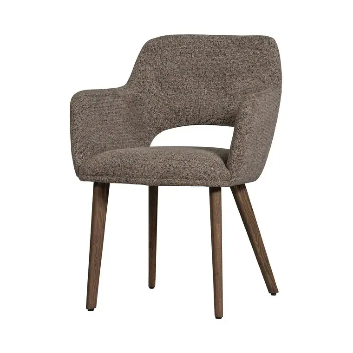 Murat Eetkamerstoel Taupe Met Houten Poot Bruin