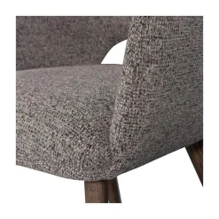 Murat Eetkamerstoel Taupe Met Houten Poot Bruin