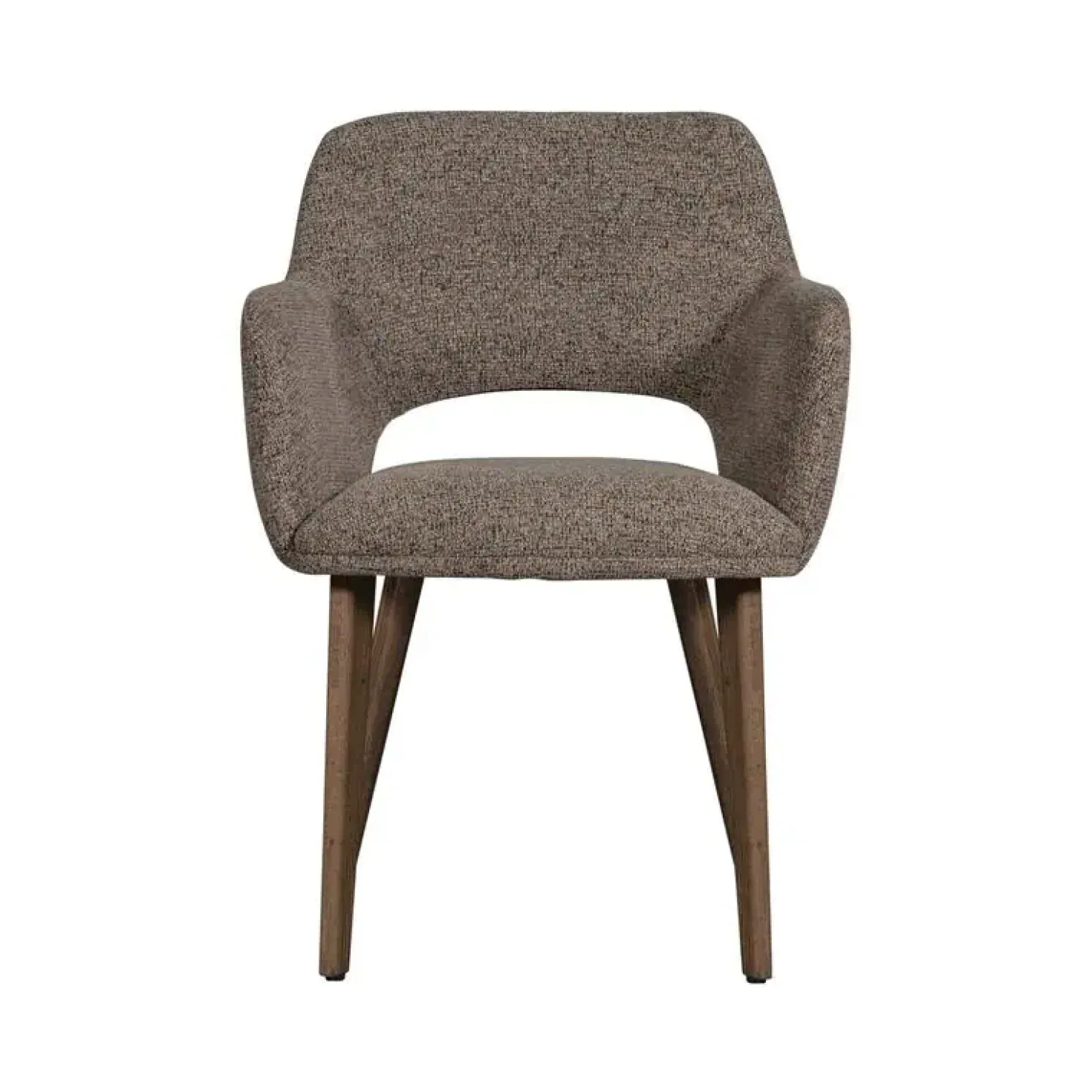 Murat Eetkamerstoel Taupe Met Houten Poot Bruin