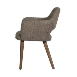 Murat Eetkamerstoel Taupe Met Houten Poot Bruin