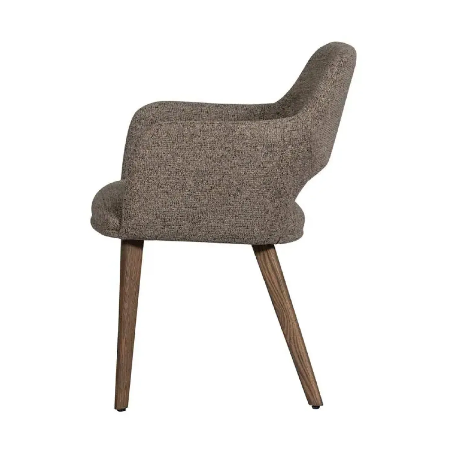 Murat Eetkamerstoel Taupe Met Houten Poot Bruin