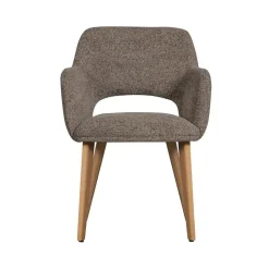 Murat Eetkamerstoel Taupe Met Houten Poot Naturel