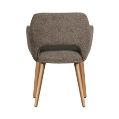 Murat Eetkamerstoel Taupe Met Houten Poot Naturel