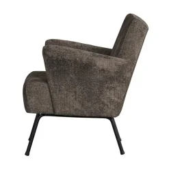 Muse Fauteuil Grof Geweven Stof Grijs/Bruin