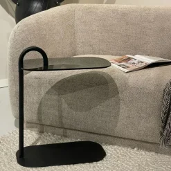 Mylon Bijzettafel Glas zwart 48cm