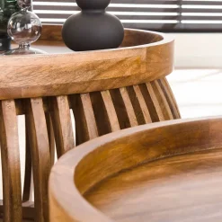 Namra Curved salontafel set van 2 mangohout zandkleur