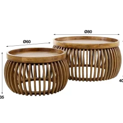 Namra Curved salontafel set van 2 mangohout zandkleur