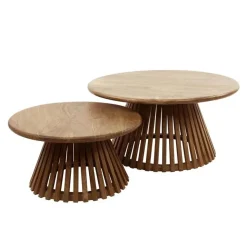 Namra Salontafel set van 2 conisch Massief mangohout zandkleur