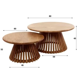 Namra Salontafel set van 2 conisch Massief mangohout zandkleur