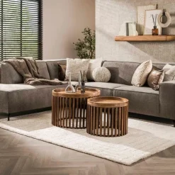 Namra salontafel set van 2 mangohout zandkleur