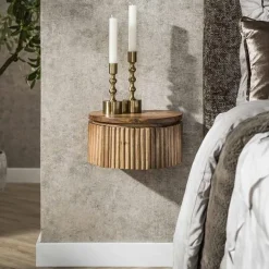 Namra zwevend Nachtkastje rond Mangohout 30cm
