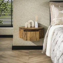 Namra Zwevend Nachtkastje Rond Mangohout 50cm
