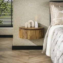 Namra Zwevend Nachtkastje Rond Mangohout 50cm