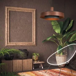 Naro 1-lichts Hanglamp Houtlook Zwart