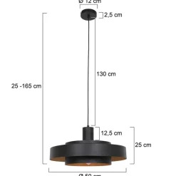 Naro 1-lichts Hanglamp Houtlook Zwart