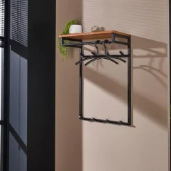 Narrow Kapstok hoog 2×4 haken acacia naturel