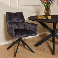 Nelly eetkamerstoel velvet antraciet