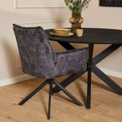 Nelly eetkamerstoel velvet antraciet