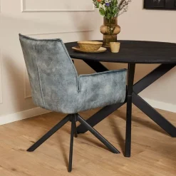 Nelly eetkamerstoel velvet Light blue