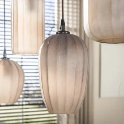 Nevada 5-lichts Hanglamp bruin-frosted glas