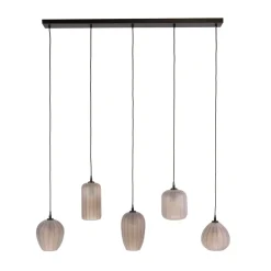 Nevada 5-lichts Hanglamp bruin-frosted glas