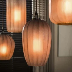 Nevada 5-lichts Hanglamp bruin-frosted glas
