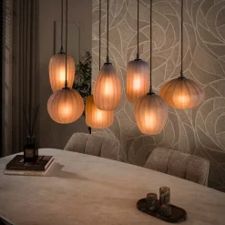 Nevada 7-lichts Hanglamp bruin-frosted glas