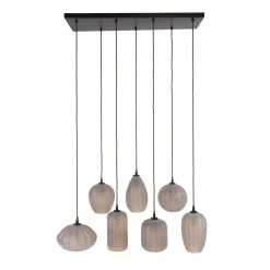 Nevada 7-lichts Hanglamp bruin-frosted glas