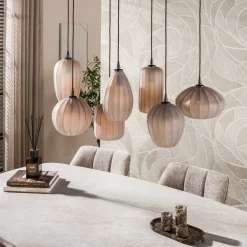 Nevada 7-lichts Hanglamp bruin-frosted glas